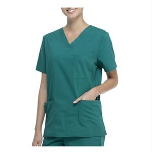 NWT Scrubstar Core Essentials Unisex V-Neck Scrub Top in Hunter Green - L